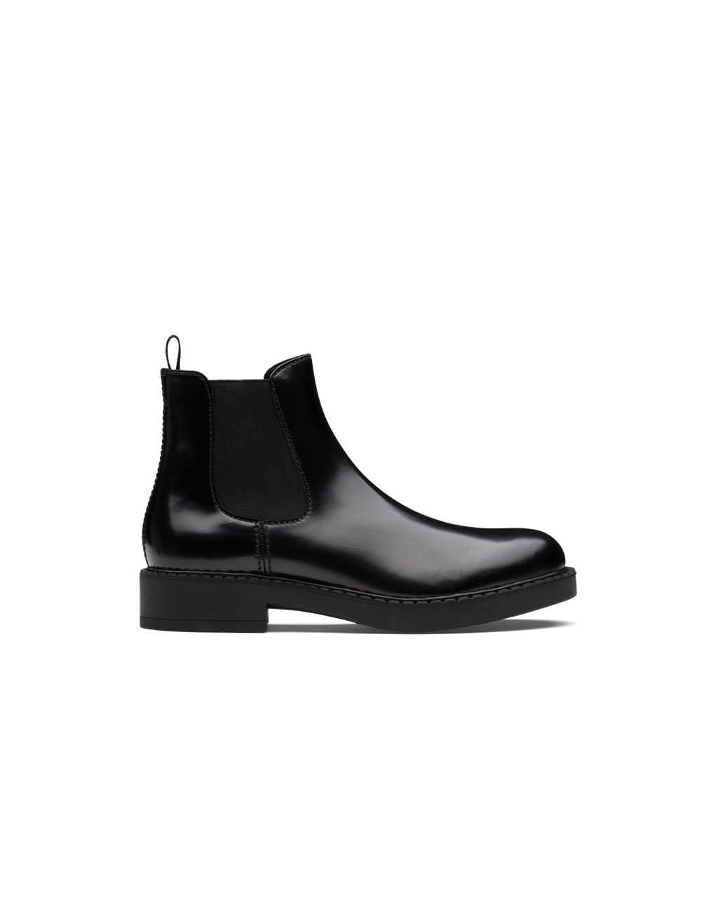 Prada Mens Boots Outlet Store - Brushed Calf Leather Chelsea Boots Black