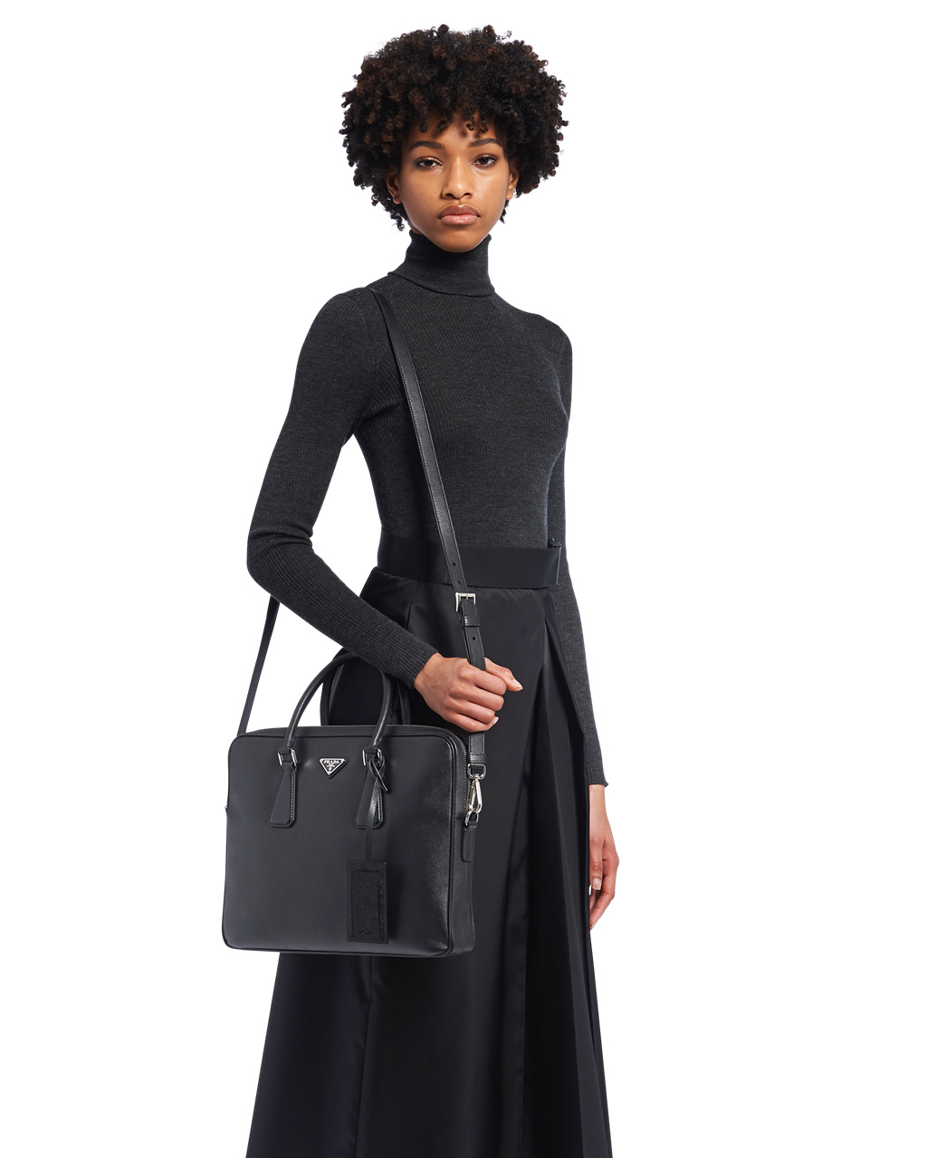 Shop Prada Mens Briefcases Outlet Online - Saffiano Leather Work Bag Black